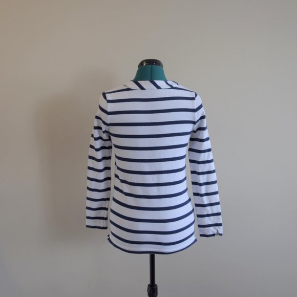 Kate Spade White and Blue Striped Tropez Top Bow 3/4 Sleeve - Picture 6 of 9